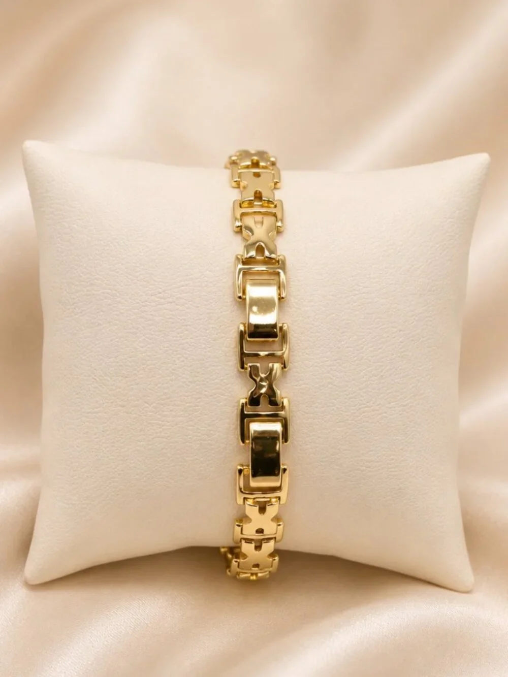 Belt Buckle Link Bracelet-14K Gold Plated-CZ Crystal Statement Bracelet- NEW!